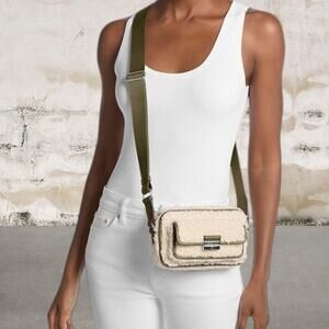 Michael Kors Bradshaw Faux Shearling Camera Crossbody Bag NWT